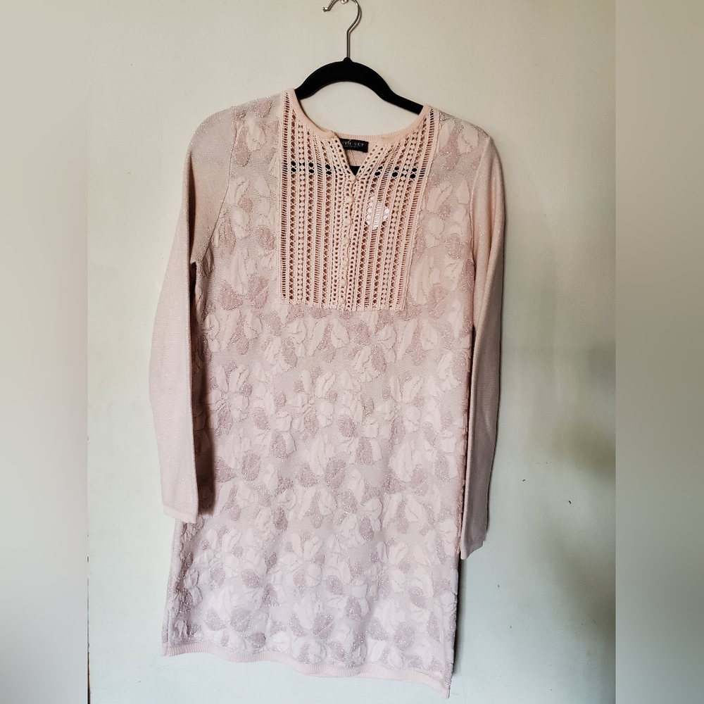 EUC Twin Set Simona Barbieri Small sweater dress Italy midi soft blush pink